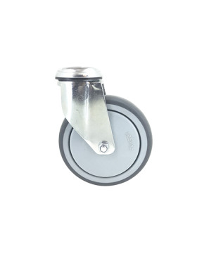 Ruota PIVOTANTE A Foro di fissaggio IN GOMMA SOFFICE ANTI-USURA E NON MACCHIANTI DIAMETRO 125 MM CARICO 150 KG A FISSAGGIO DI 12