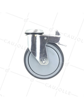 Ruota PIVOTANTE A Foro di fissaggio CON FRENO IN GOMMA MORBIDA ANTI-USURA E NON MACCHIANTE DIAMETRO 125 MM CARICO 150 KG CON FIS