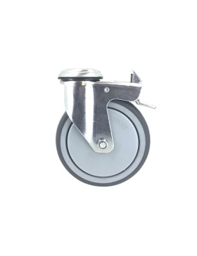 Ruota PIVOTANTE A Foro di fissaggio CON FRENO IN GOMMA MORBIDA ANTI-USURA E NON MACCHIANTE DIAMETRO 125 MM CARICO 150 KG CON FIS