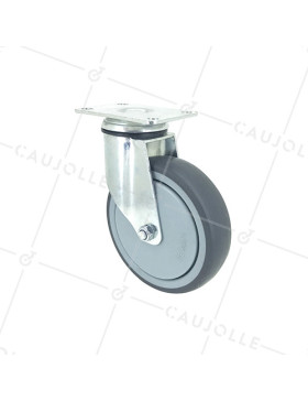 Ruota PIVOTANTE A Piastra IN GOMMA SOFFICE ANTI-ABRASIONE E NON MACCHIOSA DIAMETRO 125MM CARICO 150 KG - S15P 125 • Caujolle