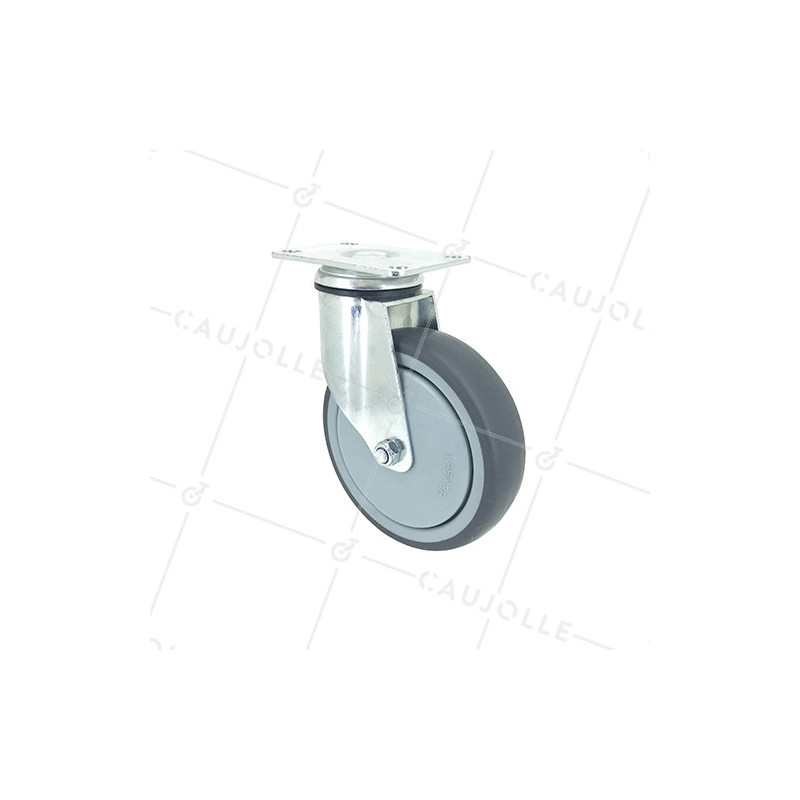 Ruota PIVOTANTE A Piastra IN GOMMA SOFFICE ANTI-ABRASIONE E NON MACCHIOSA DIAMETRO 125MM CARICO 150 KG - S15P 125