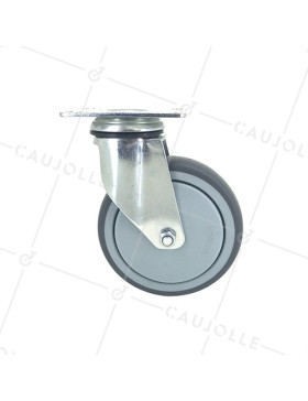 Ruota PIVOTANTE A Piastra IN GOMMA SOFFICE ANTI-ABRASIONE E NON MACCHIOSA DIAMETRO 125MM CARICO 150 KG - S15P 125