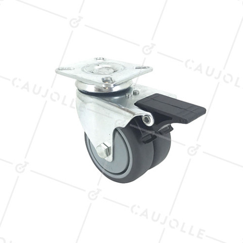 Ruota A PIVOTAMENTO FACILITATO CON FRENATURA DOPPIA Ruota DIAMETRO 75 MM CARICO 150KG - S13.P 75BL • Caujolle