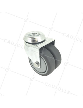 Ruota A PIVOTAMENTO FACILITATO A DOPPIO Ruota DIAMETRO 75 MM CARICO 150KG FISSAGGIO DI 12 MM - S13.O 75 • Caujolle
