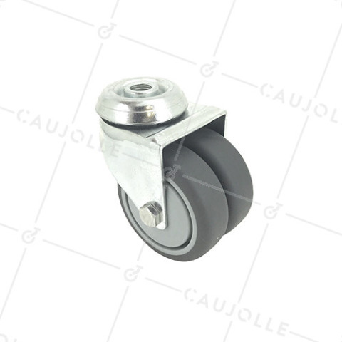 Ruota A PIVOTAMENTO FACILITATO A DOPPIO Ruota DIAMETRO 75 MM CARICO 150KG FISSAGGIO DI 12 MM - S13.O 75 • Caujolle