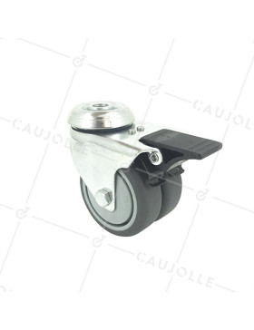 Ruota A PIVOTAMENTO FACILITATO CON FRENATURA A DOPPIO Ruota DIAMETRO 75 MM CARICO 150KG - S13.O 75BL • Caujolle