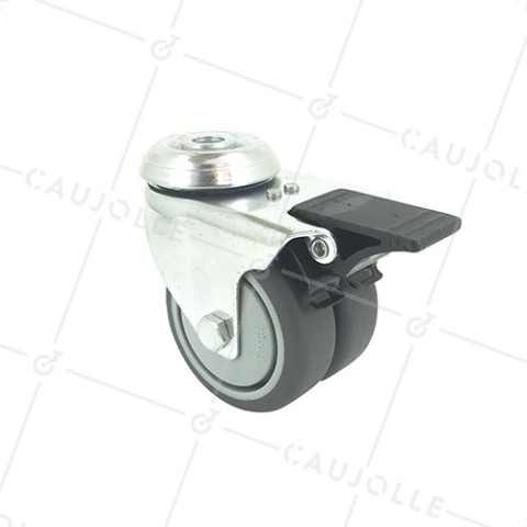 Ruota A PIVOTAMENTO FACILITATO CON FRENATURA A DOPPIO Ruota DIAMETRO 75 MM CARICO 150KG - S13.O 75BL • Caujolle