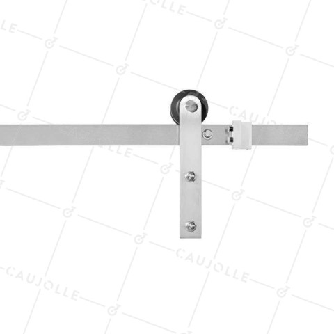 KIT COMPLET EN INOX POUR PORTE COULISSANTE SUSPENDUE DESIGN LONGUEUR 2 M CHARGE 100KG - KIT INOX SLIDE 70 MM • Caujolle
