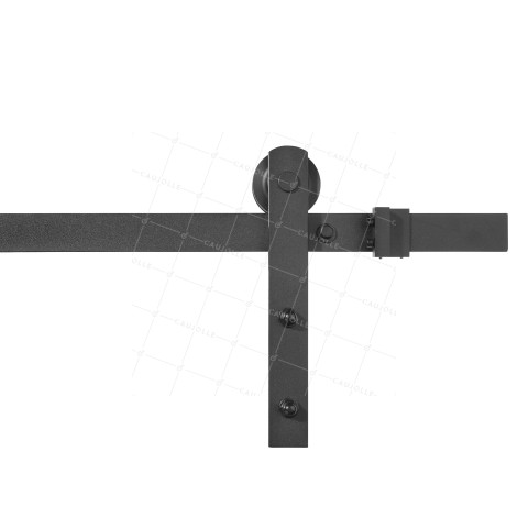 KIT COMPLETO PARA PUERTA CORREDIZA SUSPENDIDA DE DISEÑO NEGRO, 100 KG DE CARGA, LONGITUD DE 2 M CARGA 100 KG - KIT NEGRO DESLIZANTE 70 MM • Caujolle