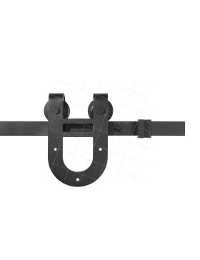 KIT COMPLETO DE GALANDAGE PARA PUERTA CORREDERA DE DISEÑO HERRADURA CON LONGITUD DE 2 M Y CARGA DE 100 KG - KIT BLACK SLIDE 2U 70 MM • Caujolle