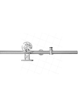 KIT COMPLETO DE ACERO INOXIDABLE CON GALANDAGE PARA PUERTA CORREDERA DE DISEÑO LONGITUD 2 M Y CARGA 100 KG - KIT INOX SLIDE UP 50 MM • Caujolle