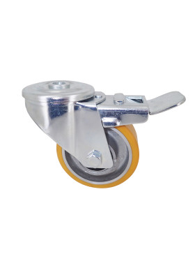 Ruota POLIURETANO INDUSTRIALE DIAMETRO 80 MM CARICO 120 KG ASSE 12 MM SFERE A FRENO - S06AR 80 AF