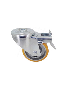Ruota POLIURETANO INDUSTRIALE DIAMETRO 80 MM CARICO 120 KG ASSE 12 MM SFERE A FRENO - S06AR 80 AF