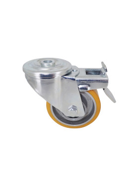 Ruota POLIURETANO INDUSTRIALE DIAMETRO 80 MM CARICO 120 KG ASSE 12 MM SFERE A FRENO - S06AR 80 AF