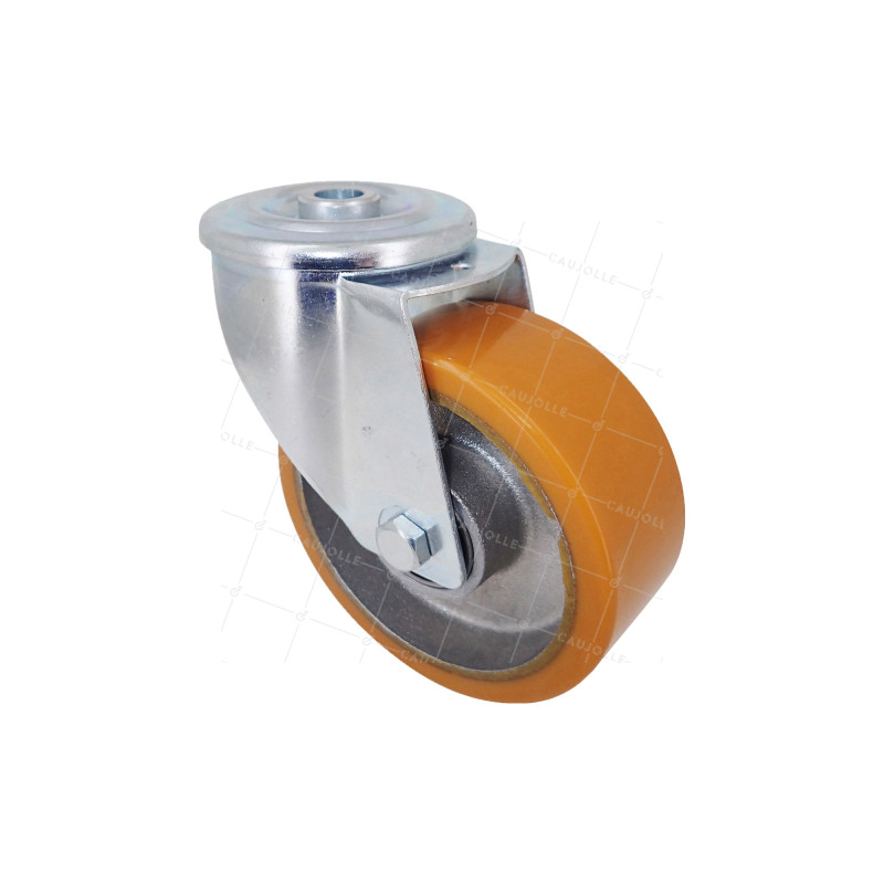 Ruota POLIURETANO INDUSTRIALE DIAMETRO 100 MM CARICO 120 KG ASSE 12 MM SFERE - S06AR 100