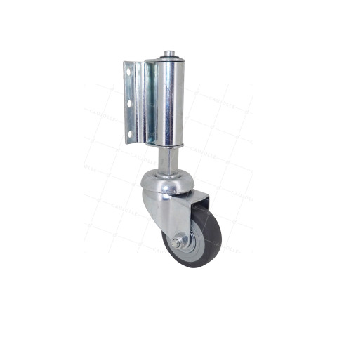 Ruota A RESSORTO A FISSAGGIO VERTICALE DIAMETRO 50 MM PIVOTANTE CARICO 9.5KG A 20KG CON 30MM DI CORSO - STOPROLL 50 P • Caujolle