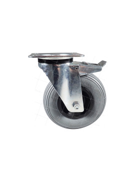 ROULETTE GONFLABLE PIVOTANTE A FREIN PNEU RENFORCÉ DIAMÈTRE 200 MM CHARGE 80KG