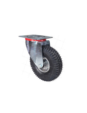 RUEDA GIRATORIA NEUMÁTICA HINCHABLE ULTRARREFORZADA CON 260 MM DE DIÁMETRO, CARGA DE 165 KG CON RODAMIENTO DE BOLAS S20-1 6 CAPAS HINCHADAS • Caujolle