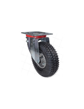 RUEDA GIRATORIA NEUMÁTICA CON FRENO INFLABLE ULTRA REFORZADA CON 260 MM DE DIÁMETRO, CARGA DE 165 KG CON RODAMIENTO DE BOLAS S20