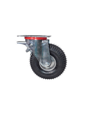 RUEDA GIRATORIA NEUMÁTICA CON FRENO INFLABLE ULTRA REFORZADA CON 260 MM DE DIÁMETRO, CARGA DE 165 KG CON RODAMIENTO DE BOLAS S20