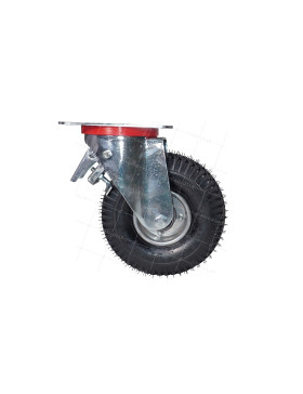 RUEDA GIRATORIA NEUMÁTICA CON FRENO INFLABLE ULTRA REFORZADA CON 260 MM DE DIÁMETRO, CARGA DE 165 KG CON RODAMIENTO DE BOLAS S20