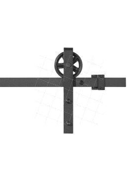 KIT COMPLETO CON TABIQUE EN FORMA DE U PARA PUERTA CORREDIZA SUSPENDIDA ESTILO POLEA DE GRANERO, LONGITUD DE 3 M, 100 KG DE CARGA - KIT BLANCO DESLIZANTE EN FORMA DE U 120 MM 3M • Caujolle