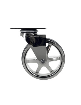 Ruota DESIGN IN ALLUMINIO CROMO SPECCHIO DIAMETRO 125MM CARICO 70KG - NICKEL NERO 125P