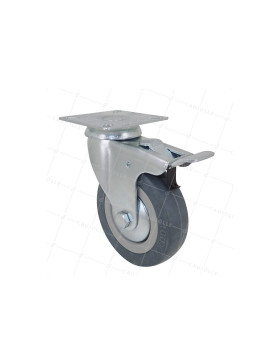 Ruota DI COLLETTIVITÀ CON FRENANTE IN GOMMA MORBIDA NON MACCHIANTI 100 MM CARICO 45 KG - S14 100AF • Caujolle