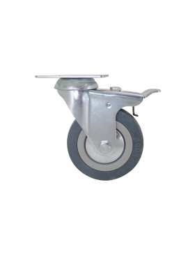 Ruota DI COLLETTIVITÀ CON FRENANTE IN GOMMA MORBIDA NON MACCHIANTI 100 MM CARICO 45 KG - S14 100AF
