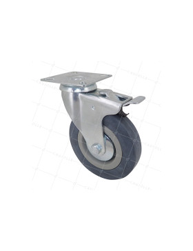 Ruota PER COLLETTIVITÀ CON FRENATURA IN GOMMA SOFFICE NON MACCHIANTE DIAMETRO 125 MM CARICO 50 KG - S14 125AF • Caujolle