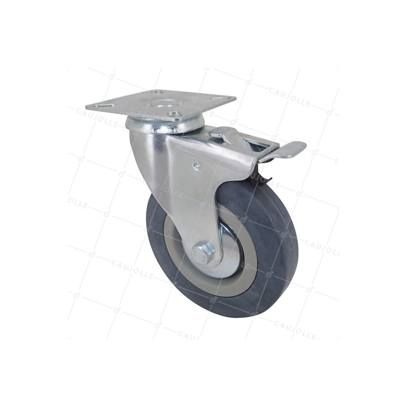 Ruota PER COLLETTIVITÀ CON FRENATURA IN GOMMA SOFFICE NON MACCHIANTE DIAMETRO 125 MM CARICO 50 KG - S14 125AF