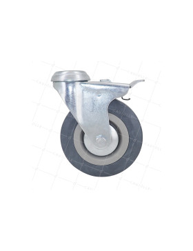 Ruota DI COLLETTIVITÀ A Foro di fissaggio CON FRENATURA IN GOMMA MORBIDA NON MACCHIO DIAMETRO 125 MM CARICO 50 KG A FISSAGGIO DI