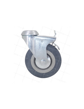 Ruota DI COLLETTIVITÀ A Foro di fissaggio CON FRENATURA IN GOMMA MORBIDA NON MACCHIO DIAMETRO 125 MM CARICO 50 KG A FISSAGGIO DI