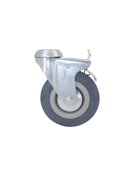 Ruota DI COLLETTIVITÀ A Foro di fissaggio CON FRENATURA IN GOMMA MORBIDA NON MACCHIO DIAMETRO 125 MM CARICO 50 KG A FISSAGGIO DI