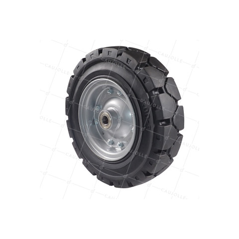 Ruota DI TARMAC SOUPLE JANTE TÔLE DIAMETRO 400 MM CARICO 950 KG ASSE 25 MM - S2800C406X104 RB25 • Caujolle