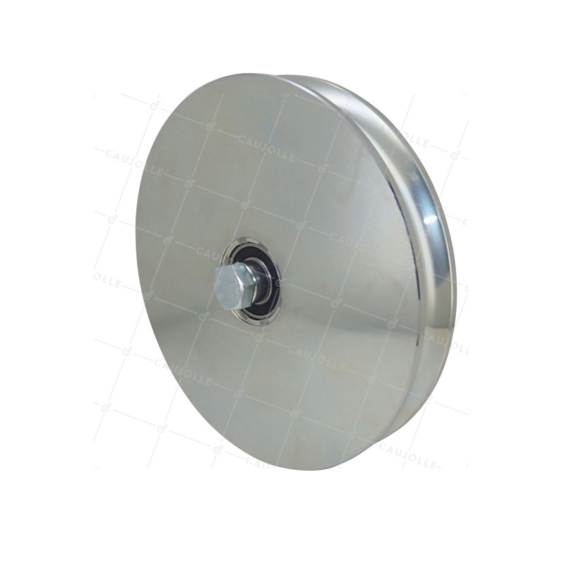 Ruota DEL PORTONE SCORREVOLE A Gola TONDA DIAMETRO 200 MM PER RAIL TONDO DI 20 MM CARICO XXX KG ASSE XX MM - GAGR 200/20 LARGO