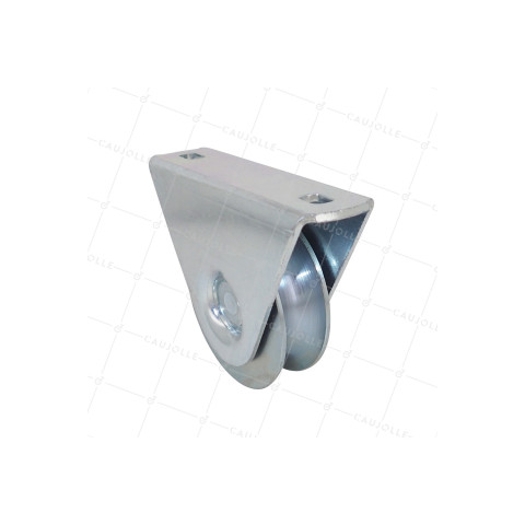 Ruota DI PORTALE CON SUPPORTO DA VITARE O SALDARE DIAMETRO 80 MM PER RAIL TONDO DI 20 MM ALTEZZA 94 MM CARICO 400 KG - MTSP GR80 20 NF • Caujolle