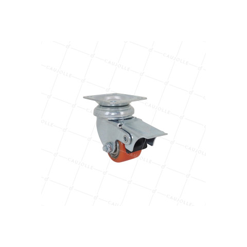 Ruota EXTRA-BASSA A FRENO FORTE CARICO DIAMETRO 35 MM ALTEZZA 66 MM CARICO 100 KG - SURB 35 PAF • Caujolle