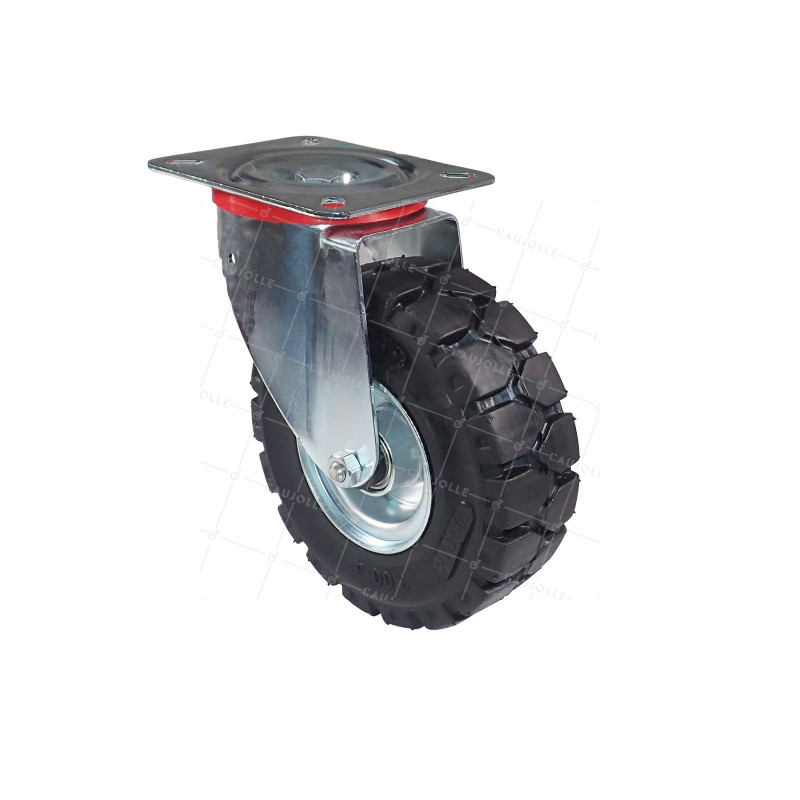 Ruota PIVOTANTE IN GOMMA SOLIDA ULTRA RINFORZATA DIAMETRO 250 MM CARICO 400KG Cuscinetto A SFERE - S20-1AF TARMAC