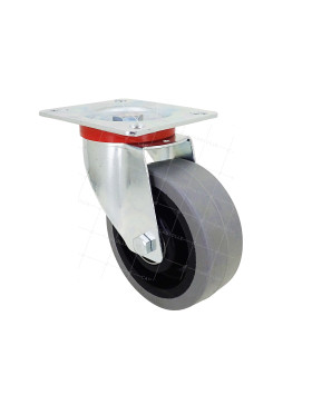 Ruota PIVOTANTE A Piastra NYLON SOUPLE GRIS DIAMETRO 100 MM CARICO 120 KG - S2NS 100 GRIGIO A SFERE • Caujolle