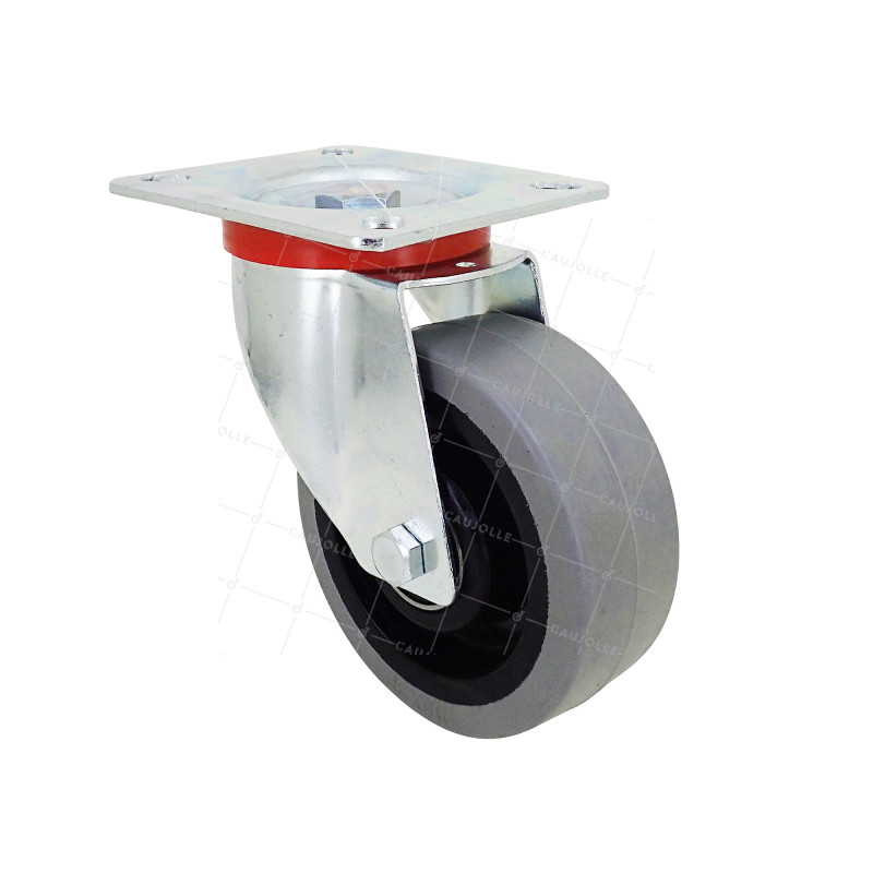 Ruota PIVOTANTE A Piastra NYLON SOUPLE GRIS DIAMETRO 100 MM CARICO 120 KG - S2NS 100 GRIGIO A SFERE