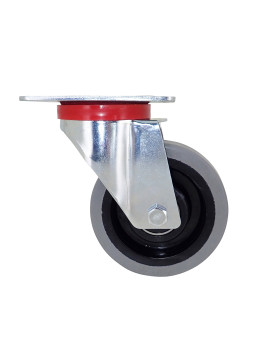 Ruota PIVOTANTE A Piastra NYLON SOUPLE GRIS DIAMETRO 100 MM CARICO 120 KG - S2NS 100 GRIGIO A SFERE