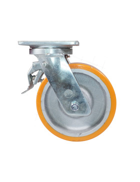 Ruota PIVOTANTE A FRENO IN GHISA POLIURETANICA DIAMETRO 250 MM CARICO 1800 KG - STEC 250 PAF