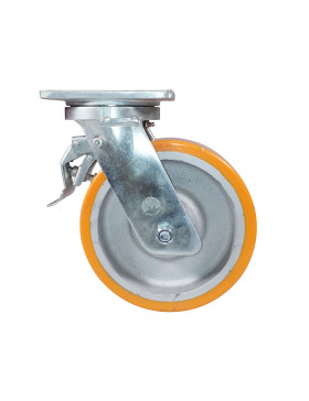Ruota PIVOTANTE A FRENO IN GHISA POLIURETANICA DIAMETRO 250 MM CARICO 1800 KG - STEC 250 PAF