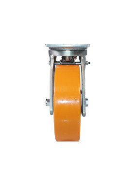 Ruota PIVOTANTE A FRENO IN GHISA POLIURETANICA DIAMETRO 250 MM CARICO 1800 KG - STEC 250 PAF