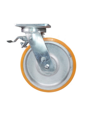 Ruota PIVOTANTE A FRENO IN FONTE POLIURETANICA DIAMETRO 300 MM CARICO 2000 KG - STEC 300 PAF