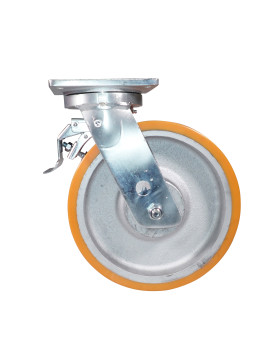 Ruota PIVOTANTE A FRENO IN FONTE POLIURETANICA DIAMETRO 300 MM CARICO 2000 KG - STEC 300 PAF