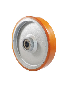RUOTA INDUSTRIALE IN GHISA E POLIURETANO DIAMETRO 400MM CARICO 2500KG ASSE 40 MM - SFPU400RB40 • Caujolle