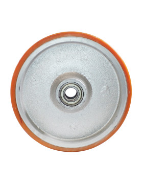 RUOTA INDUSTRIALE IN GHISA E POLIURETANO DIAMETRO 400MM CARICO 2500KG ASSE 40 MM - SFPU400RB40