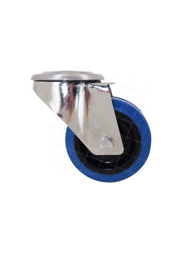 Ruota INOX IN GOMMA ELASTICA CON Foro di fissaggio DIAMETRO 80 MM CARICO 120 KG CON FISSAGGIO DI 12 MM - INOX Foro di fissaggio 